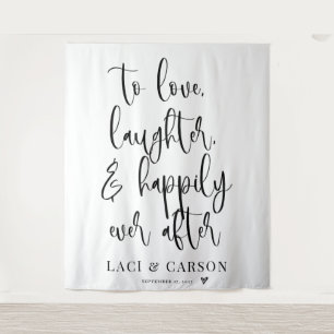 love laughter happily ever after wedding backdrop  tapestry