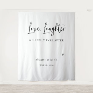 love laughter happily ever after Wedding Backdrop Tapestry
