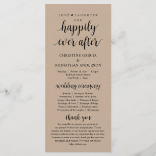 Love laughter Happily ever after, Wedding Ceremony Program