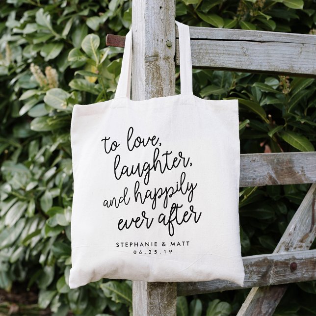 Love, Laughter & Happily Ever After Wedding Favour Tote Bag (Creator Uploaded)