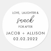 Love Laughter & snack elegant wedding favour