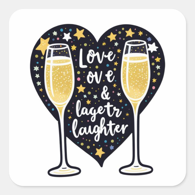 Love & Laughter Square Sticker (Front)