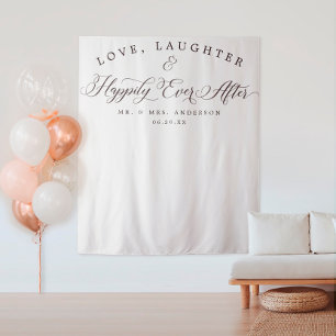 Love, Laughter Wedding Backdrop Banner Tapestry