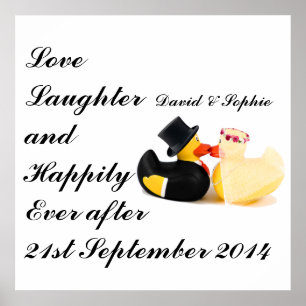 Love Laughter Wedding Ducks Poster