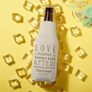 Love Laughter Wedding IVORY Bottle Cooler