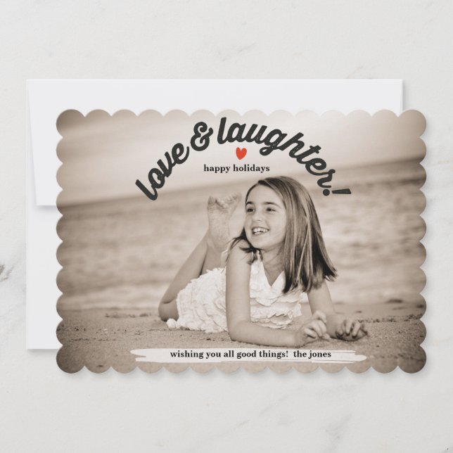 Love & Laughter with Back Photo Holiday Card (Front)