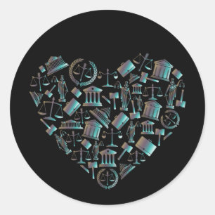 Love Law - Minimalist Lunar Green Heart Classic Round Sticker