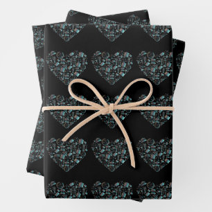 Love Law - Minimalist Lunar Green Heart Wrapping Paper Sheet