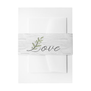 Love Leaf on White Birch Tree Invitation Belly Band