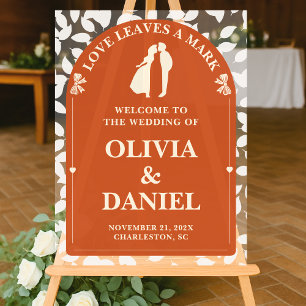 Love Leaves a Mark Fall Foliage Wedding Welcome Acrylic Sign