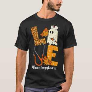 LOVE Leopard Ghost Oncology Nurse Halloween Costum T-Shirt