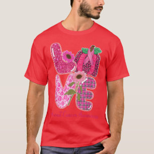 Love Leopard Pumpkin Pink Warrior Breast Cancer Aw T-Shirt