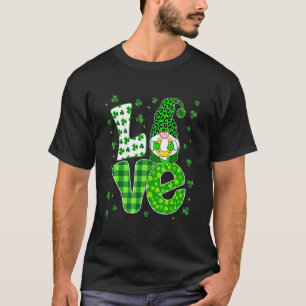Love Leopard St Pattys Day Shamrock Gnomes Holding T-Shirt