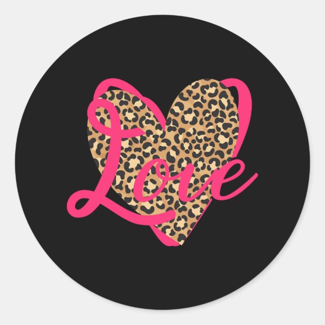 Love Leopard Valentine Classic Round Sticker (Front)
