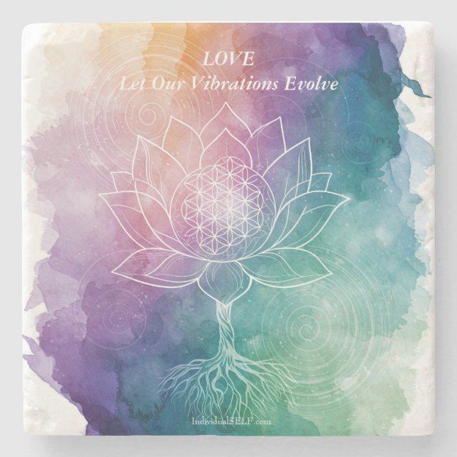 LOVE | Let Our Vibrations Evolve Stone Coaster (Front)