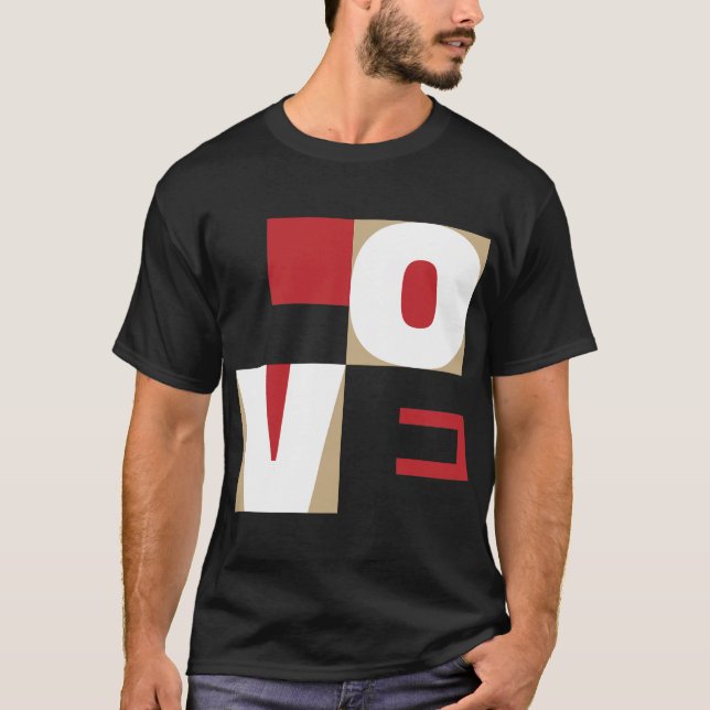 Love Letter Art Contemporary Red Black Gold Design T-Shirt (Front)