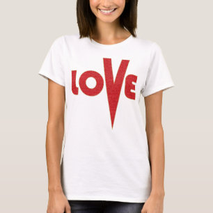 Love Letter Art High V Red And Gold Glitter T-Shirt