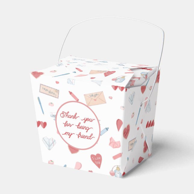 Love Letter Love Notes Valentines Party Treat Favour Box (Front Side)