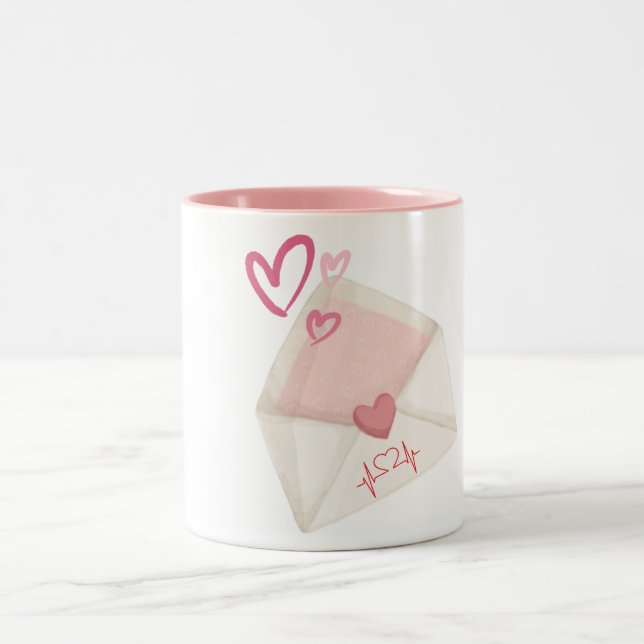 Love Letter Mug – Romantic Envelope & Pink Heart D (Center)