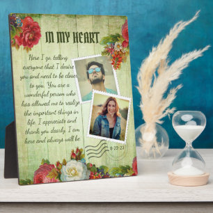 Love letter photo vintage rustic floral romantic plaque