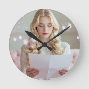 Love Letter Reading Teenager - Round Clock