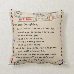 Love Letter To My Daughter From Mum Birthday Gift Cushion