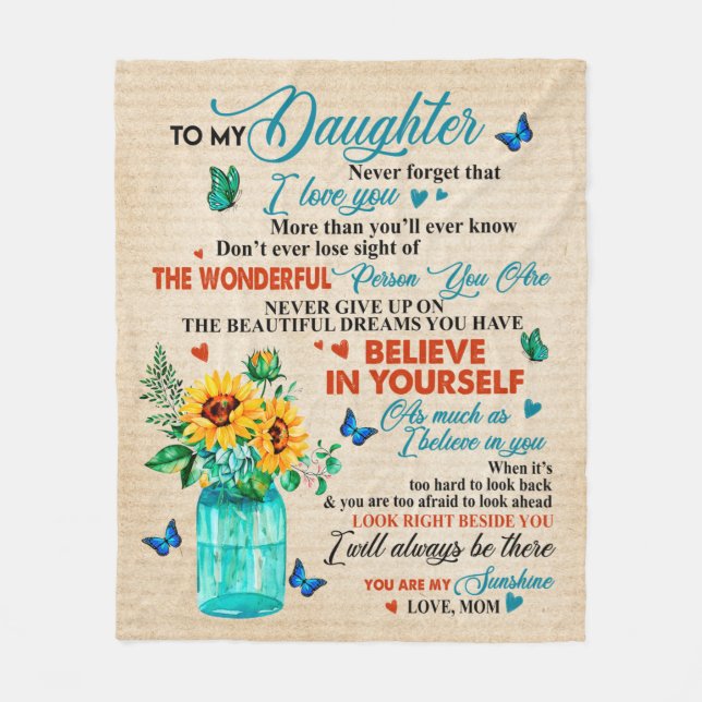 Love Letter To My Daughter From Mum Birthday Gift Fleece Blanket (Front)