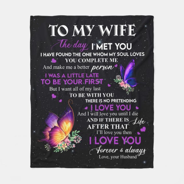 Love Letter To My Wife From Husband Valentine Day Fleece Blanket (Front)