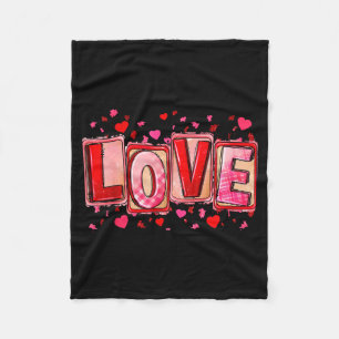 Love Lettering Leopard Day Pink Valentine s Joke Fleece Blanket