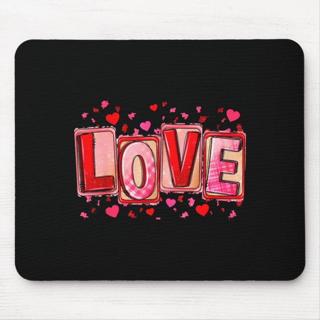 Love Lettering Leopard Day Pink Valentine s Mouse Pad (Front)