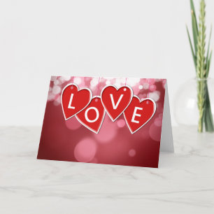 Love Lettering Red Hearts Card
