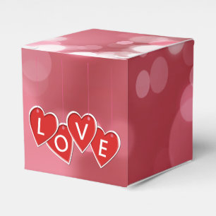 Love Lettering Red Hearts Favour Box