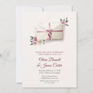 Love Letters and Roses Anniversary Party Invite