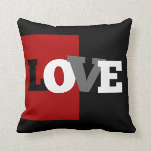 LOVE letters (black, white, grey, crimson) Cushion