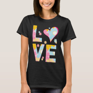 LOVE Letters Boho Hippie Vibes Daisy Pastel Print T-Shirt
