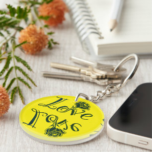 Love Letters: Fusion of Typography and Nature Key Ring