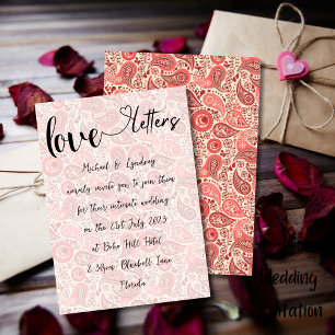 Love Letters Handwritten Paisley Charm Wedding Invitation