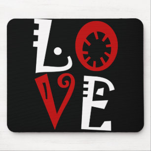 Love Letters in Red and white Mouse Pad