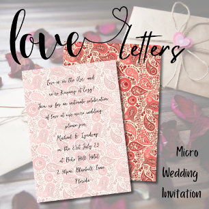 Love Letters MICRO WEDDING Handwritten Rose Paisle Invitation