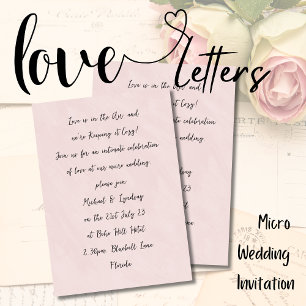 Love Letters MICRO WEDDING Handwritten Rose Pink Invitation