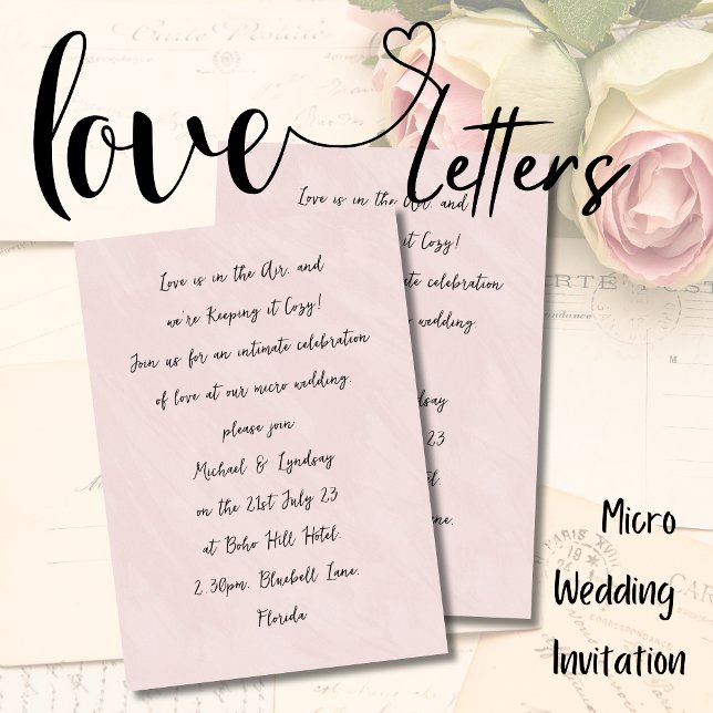 Love Letters MICRO WEDDING Handwritten Rose Pink Invitation (Creator Uploaded)