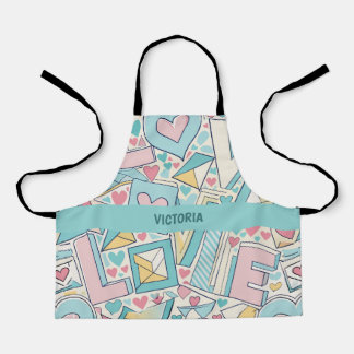 Love Letters Pastel Custom Pattern Apron