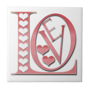Love Letters With Hearts by Shirley Taylor Ceramic Tile