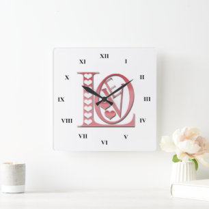 Love Letters With Hearts by Shirley Taylor Square Wall Clock