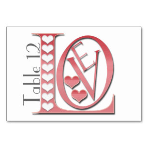 Love Letters With Hearts by Shirley Taylor Table Number