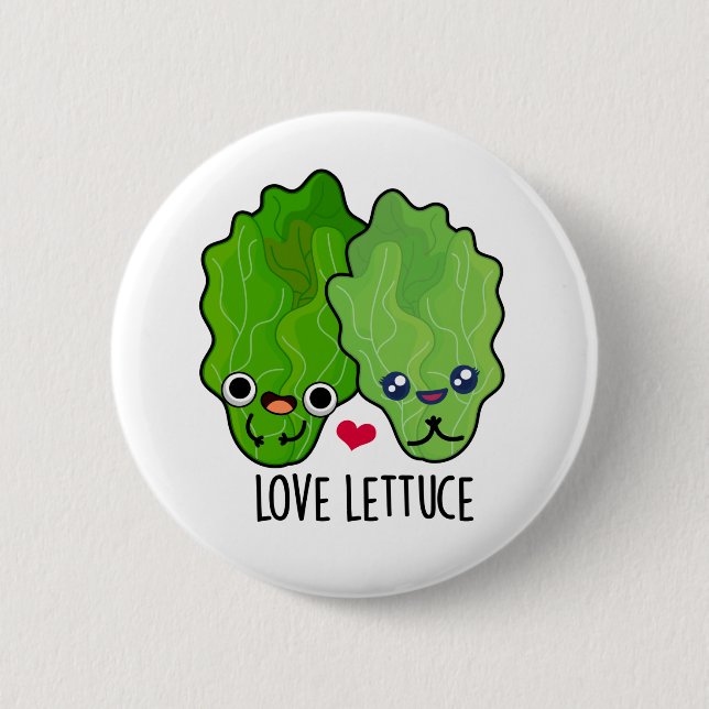 Love Lettuce Cute Veggie Pun 6 Cm Round Badge (Front)