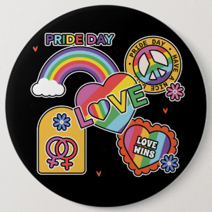 Love. LGBT+Pride. Pride day. Rainbow love. Button