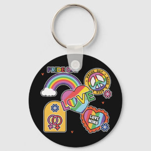 Love. LGBT+Pride. Pride day. Rainbow love. Key Ring