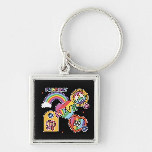 Love. LGBT+Pride. Pride day. Rainbow love.   Key Ring (Front)