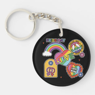 Love. LGBT+Pride. Pride day. Rainbow love.   Keych Key Ring